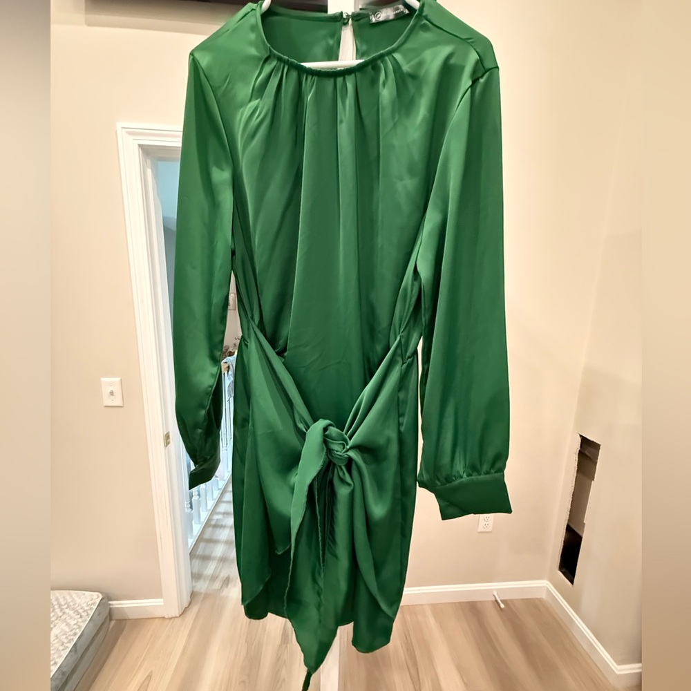 Elegant Green Satin Dress